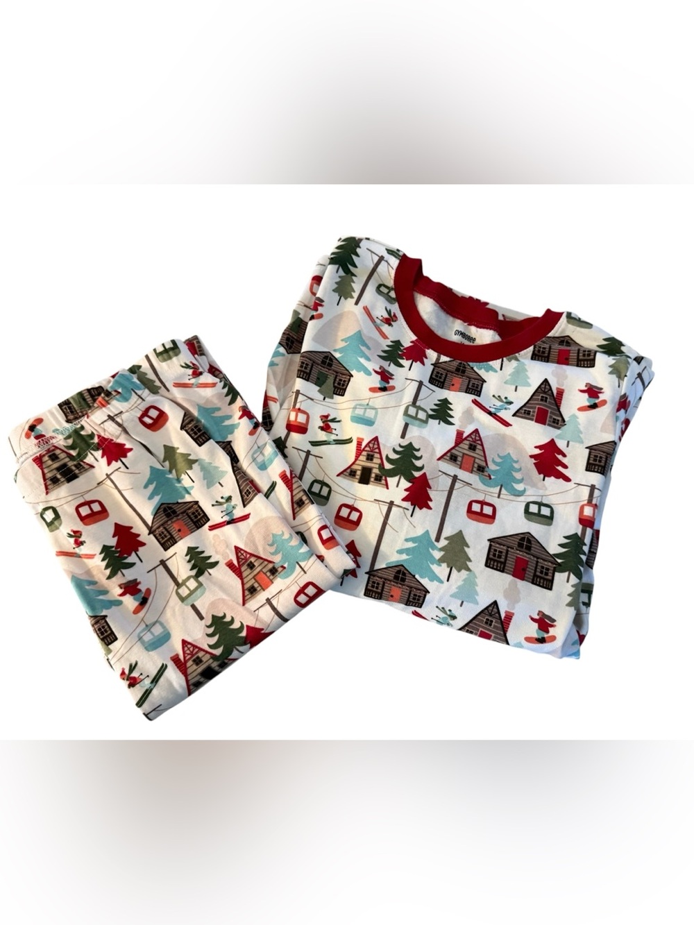 Gymboree Girls Size 14 Christmas Pajama Set Ski Lodge 100% Cotton NWT